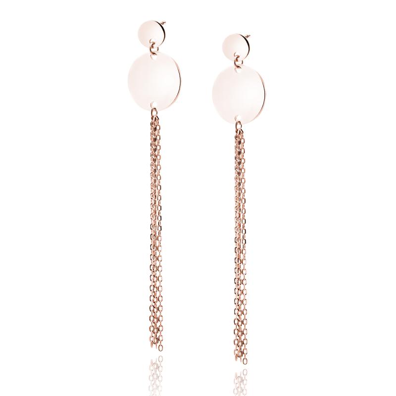 Cercei argint lungi cu lant si cercuri placati cu aur roz DiAmanti Z1798ERG-DIA (Argint 925‰ 3,2 g.)
